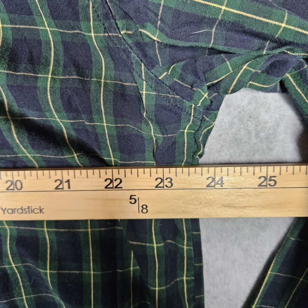 Tommy Hilfiger Men's L/G Plaid Button Down pajamas top Long Sleeve Blue Green - Picture 3 of 8